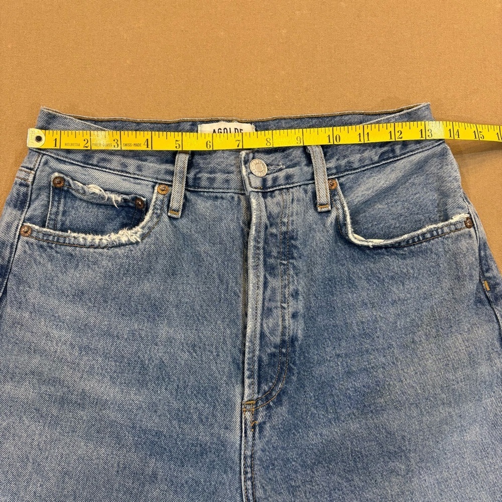 AGOLDE 90s Mid Rise Straight Leg Distressed Jeans Light Wash Size 27 - Picture 12 of 14